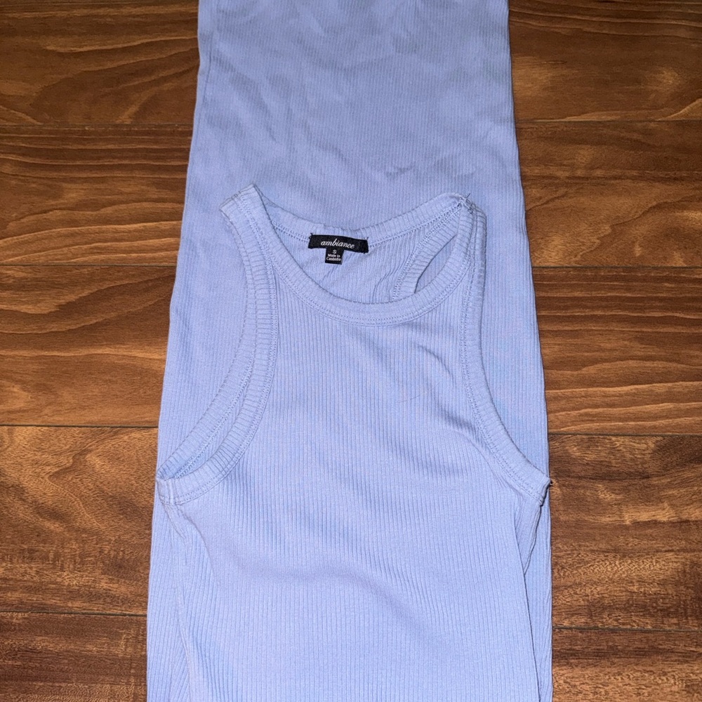 Ambiance Light Blue Ribbed Dress